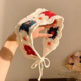 Maxbell Women Crochet Bandana Soft Handmade Comfortable Hair Accessories Photo Props red blue