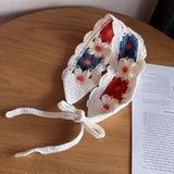 Maxbell Women Crochet Bandana Soft Handmade Comfortable Hair Accessories Photo Props red blue