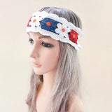 Maxbell Women Crochet Bandana Soft Handmade Comfortable Hair Accessories Photo Props red blue
