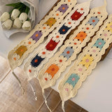 Maxbell Women Crochet Bandana Soft Handmade Comfortable Hair Accessories Photo Props blue yellow