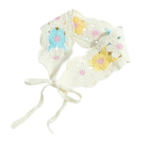 Maxbell Women Crochet Bandana Soft Handmade Comfortable Hair Accessories Photo Props blue yellow