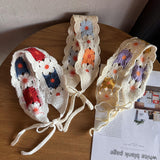 Maxbell Women Crochet Bandana Soft Handmade Comfortable Hair Accessories Photo Props blue yellow