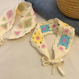 Maxbell Women Crochet Bandana Soft Handmade Comfortable Hair Accessories Photo Props blue yellow
