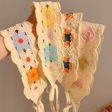 Maxbell Women Crochet Bandana Soft Handmade Comfortable Hair Accessories Photo Props blue yellow