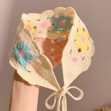 Maxbell Women Crochet Bandana Soft Handmade Comfortable Hair Accessories Photo Props blue yellow