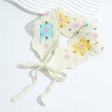 Maxbell Women Crochet Bandana Soft Handmade Comfortable Hair Accessories Photo Props blue yellow