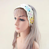 Maxbell Women Crochet Bandana Soft Handmade Comfortable Hair Accessories Photo Props blue yellow