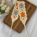 Maxbell Women Crochet Bandana Soft Handmade Comfortable Hair Accessories Photo Props blue orange