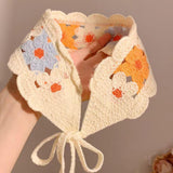 Maxbell Women Crochet Bandana Soft Handmade Comfortable Hair Accessories Photo Props blue orange