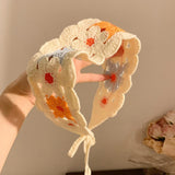 Maxbell Women Crochet Bandana Soft Handmade Comfortable Hair Accessories Photo Props blue orange
