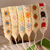 Maxbell Women Crochet Bandana Soft Handmade Comfortable Hair Accessories Photo Props blue orange