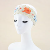 Maxbell Women Crochet Bandana Soft Handmade Comfortable Hair Accessories Photo Props blue orange