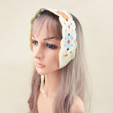 Maxbell Women Crochet Bandana Soft Handmade Comfortable Hair Accessories Photo Props blue orange