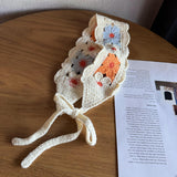 Maxbell Women Crochet Bandana Soft Handmade Comfortable Hair Accessories Photo Props blue orange