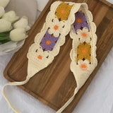 Maxbell Women Crochet Bandana Soft Handmade Comfortable Hair Accessories Photo Props yellow violet