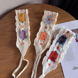 Maxbell Women Crochet Bandana Soft Handmade Comfortable Hair Accessories Photo Props yellow violet
