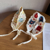 Maxbell Women Crochet Bandana Soft Handmade Comfortable Hair Accessories Photo Props yellow violet