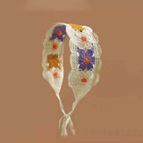 Maxbell Women Crochet Bandana Soft Handmade Comfortable Hair Accessories Photo Props yellow violet