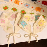 Maxbell Women Crochet Bandana Soft Handmade Comfortable Hair Accessories Photo Props yellow violet