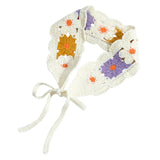 Maxbell Women Crochet Bandana Soft Handmade Comfortable Hair Accessories Photo Props yellow violet