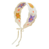 Maxbell Women Crochet Bandana Soft Handmade Comfortable Hair Accessories Photo Props yellow violet
