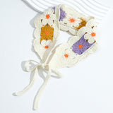 Maxbell Women Crochet Bandana Soft Handmade Comfortable Hair Accessories Photo Props yellow violet