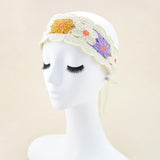 Maxbell Women Crochet Bandana Soft Handmade Comfortable Hair Accessories Photo Props yellow violet