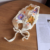 Maxbell Women Crochet Bandana Soft Handmade Comfortable Hair Accessories Photo Props yellow violet