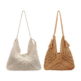 Maxbell Women Beach Bag Fashion Open Pouch Travel Handbag for Outdoor Shopping Party Beige White