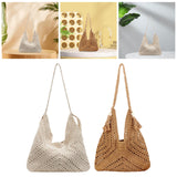 Maxbell Women Beach Bag Fashion Open Pouch Travel Handbag for Outdoor Shopping Party Beige White
