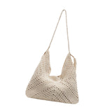 Maxbell Women Beach Bag Fashion Open Pouch Travel Handbag for Outdoor Shopping Party Beige White