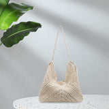 Maxbell Women Beach Bag Fashion Open Pouch Travel Handbag for Outdoor Shopping Party Beige White