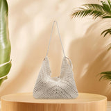 Maxbell Women Beach Bag Fashion Open Pouch Travel Handbag for Outdoor Shopping Party Beige White