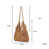 Maxbell Women Beach Bag Fashion Open Pouch Travel Handbag for Outdoor Shopping Party Khaki