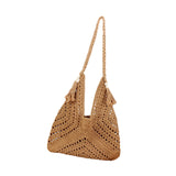 Maxbell Women Beach Bag Fashion Open Pouch Travel Handbag for Outdoor Shopping Party Khaki