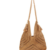 Maxbell Women Beach Bag Fashion Open Pouch Travel Handbag for Outdoor Shopping Party Khaki