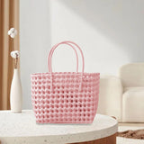 Maxbell Women Woven Handbag Large Capacity Trendy Top Handle Bag for Vacation Dating