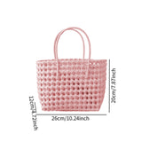 Maxbell Women Woven Handbag Large Capacity Trendy Top Handle Bag for Vacation Dating