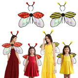 Maxbell Kids Fairy Wing with Headband Outfit Funny Kids Party Prop for Parties Stage Red