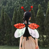 Maxbell Kids Fairy Wing with Headband Outfit Funny Kids Party Prop for Parties Stage Red