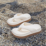 Maxbell Womens Platform Flip Flops Beach Shoes for Vacation Traveling Outdoor Indoor 36 to 37