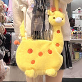 Maxbell Cartoon Giraffe Crossbody Bag Pouch Portable Shopping Bag Funny Shoulder Bag Yellow