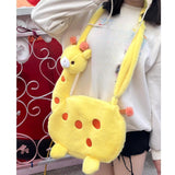 Maxbell Cartoon Giraffe Crossbody Bag Pouch Portable Shopping Bag Funny Shoulder Bag Yellow
