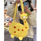 Maxbell Cartoon Giraffe Crossbody Bag Pouch Portable Shopping Bag Funny Shoulder Bag Yellow