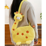 Maxbell Cartoon Giraffe Crossbody Bag Pouch Portable Shopping Bag Funny Shoulder Bag Yellow