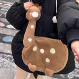 Maxbell Cartoon Giraffe Crossbody Bag Pouch Portable Shopping Bag Funny Shoulder Bag Brown