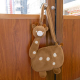 Maxbell Cartoon Giraffe Crossbody Bag Pouch Portable Shopping Bag Funny Shoulder Bag Brown