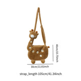 Maxbell Cartoon Giraffe Crossbody Bag Pouch Portable Shopping Bag Funny Shoulder Bag Brown