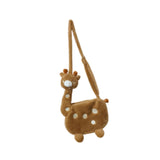 Maxbell Cartoon Giraffe Crossbody Bag Pouch Portable Shopping Bag Funny Shoulder Bag Brown