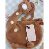 Maxbell Cartoon Giraffe Crossbody Bag Pouch Portable Shopping Bag Funny Shoulder Bag Brown
